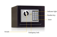Coffre-Fort Armoire de Sécurité Électronique Ignifuge Noir pour Maison et Bureau avec Serrure Digitale pour Dépôt d'Argent et de Valeurs Hôtelier