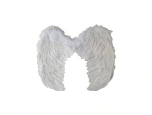 Accessorio per costume con ali d'angelo per bambini, ali con piume bianche in poliestere unisex - Product Image 1