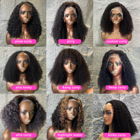 Perruques Cheveux Humains Frisés Crépus Afro #33 Personnalisées 5x5 Closure Lace, Perruques Bob Bouclées 18" Lace Front pour Femmes, Cheveux Humains Brésiliens
