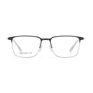 Montures de lunettes rectangulaires pour hommes Danyang 34837, monture intégrale en métal, verres en résine antidérapants, design quadrilatéral linéaire - Product Image 1