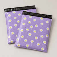 Sacs d'expédition en polyéthylène mignons à motif marguerite violette, imperméables et auto-adhésifs, pour l'emballage de vêtements de boutique et de produits e-commerce