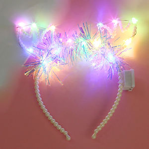 Fascia con perla di peluche con luci lampeggianti orecchie da coniglietto per festa festa festa festa feste di primavera decorazioni natalizie di pasqua - Product Image 3