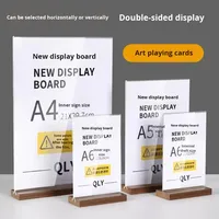 Support de menu de conférence en acrylique avec base en bois de noyer OEM, plaque nominative, promotion commerciale, affichage publicitaire