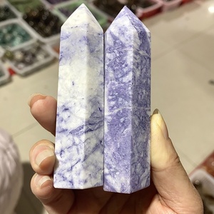 Torre di Cristallo Naturale in Howlite Viola Intagliata, Pietra Curativa per Decorazione Casa <span class=keywords><strong>e</strong></span> Regalo - Product Image 1
