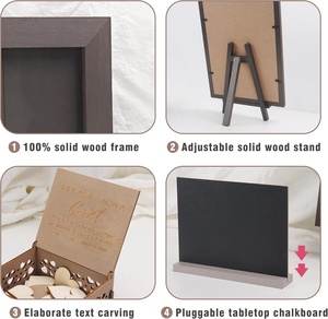 Libro de <span class=keywords><strong>invitados</strong></span> de <span class=keywords><strong>boda</strong></span> personalizado, letrero de Marco de imagen superior de madera rústica alternativa con pizarra pequeña, recepción de <span class=keywords><strong>boda</strong></span> - Product Image 3