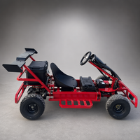 Go Kart Eléctrico Todoterreno, Buggy UTV de 4 Ruedas, Luz LED Delantera, Jaula Antivuelco, Amortiguador de Resorte Helicoidal Rojo, Neumático Grande, 1 Asiento, Diversión al Aire Libre para Adultos