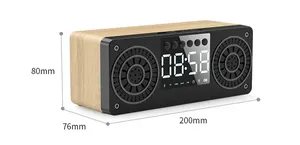 Đồng hồ báo thức kỹ thuật số chất liệu vân gỗ di động kết nối không dây radio âm thanh đa phương tiện stereo hai kênh - Product Image 2