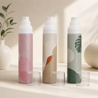 Flacon pulvérisateur carré PET 80 ml à brume fine, imprimé floral abstrait, vide, pour cosmétiques, spray fixateur, portable, voyage, plastique, parfum