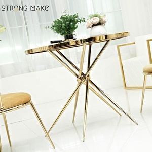 Muebles de sala modernos cromo oro de base de acero inoxidable tapa de vidrio templado MESA DE CAFÉ ESPECIAL - Product Image 5