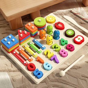 Đồ chơi gỗ đa chức năng cho trẻ em, trò chơi ghép hình và số, trò chơi câu cá dành cho trẻ mới biết đi - Product Image 2