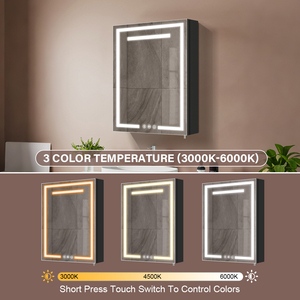 Gabinete de espejo de tocador de baño de acero negro con función de reproducción de música integrada - Product Image 3