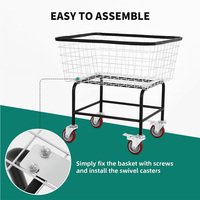 Chariot à linge en fil métallique 2.5 boisseau, panier à linge roulant avec roues Panier à linge en fil métallique commercial avec galvanisé