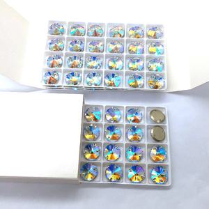 Neon AB dos plat coudre sur des strass en cristal de verre pour l'artisanat faisant des accessoires de robe de vêtement - Product Image 1