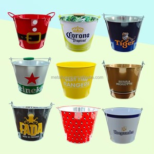 Ventes Flash en Gros : Seau à Glace en Métal 5L Personnalisé Imprimé en Couleur avec Poignée pour Refroidissement de Boissons en Bar, Club ou Fête - Product Image 1