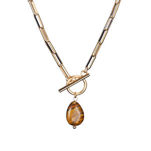 Nuevo Collar con Cadena y Cierre <span class=keywords><strong>de</strong></span> Gota <span class=keywords><strong>de</strong></span> Agua, Chapado en Oro, con Piedra Natural en Forma <span class=keywords><strong>de</strong></span> Lágrima, Gargantilla para Mujer - Product Image 5