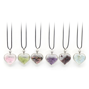 Ciondolo Bottiglia dei Desideri con Pietre Grezze e Pietre Frantumate, Collana a Forma di Cuore con Tormalina Lucida, Acquamarina e <span class=keywords><strong>Granato</strong></span> - Product Image 5