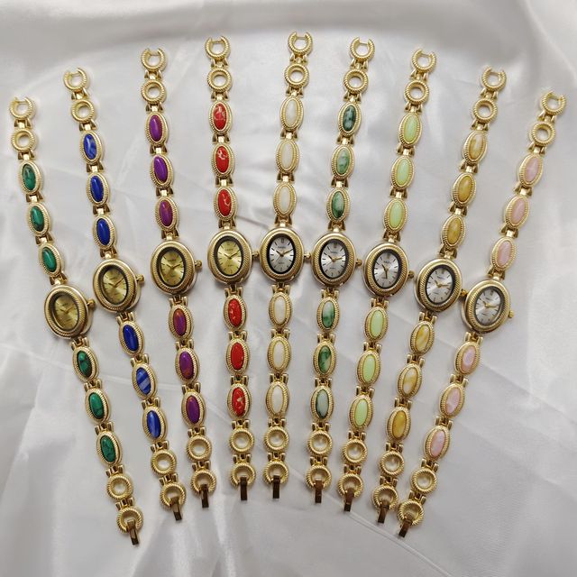 Hot-Selling Vintage Light Luxury Colorful Luxury Ladies Gold Bracelet Quartz Women Wrist Watch for Women