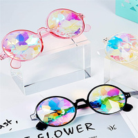 Lunettes de soleil kaléidoscope en gros, lunettes rondes arc-en-ciel tendance, lunettes à lentilles prismatiques psychédéliques pour les fêtes