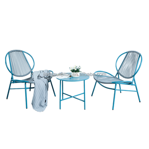 Ensemble bistrot de loisirs 3 pièces durable en rotin PE, design moderne pour appartement, jardin, terrasse, balcon – Table en acier et chaise en osier - Product Image 3
