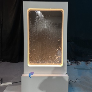 Cascade d'eau en acier inoxydable sur pied, personnalisée pour jardin, avec cascade en verre. - Product Image 6