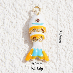 <b>Copper</b> Plated Koi Fish Pendant Mixed Shapes For <b>Bracelet</b> Making Jewelry Findings - Product Image 2