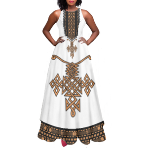 Abito etiope tradizionale estivo Vintage abito da festa <span class=keywords><strong>Casual</strong></span> da sera elegante senza maniche Maxi <span class=keywords><strong>abbigliamento</strong></span> etiopico - Product Image 3