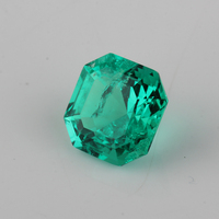 STARSGEM Batu Zamrud Sintetis Hasil Laboratorium Hidrotermal Potongan Asscher 9x9mm 3.0ct Hijau Batu Permata yang Diolah dengan Panas Penilaian Pihak Ketiga