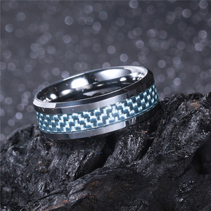 Bán buôn thời trang Tungsten Nhẫn Inlay màu xanh sợi Carbon phong cách cổ điển cho engagement Party kỷ niệm đồ trang sức - Product Image 3