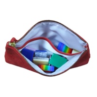 Pochette en daim rouge pour jetons de Mahjong, sac à dés en cuir, pochette pour jeux de société, coffret cadeau, portefeuille, porte-monnaie