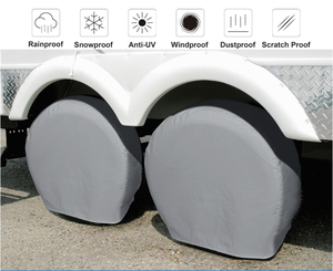 Housses de pneus universelles Loyagour en PVC résistant aux UV et imperméables pour caravanes, disponibles en plusieurs tailles, noir/argent, installation facile, style sportif - Product Image 6