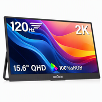 Moniteur portable 15,6 pouces QHD 120 Hz ultra fin et léger, FreeSync, 100 % sRGB, écran USB C pour l'extérieur