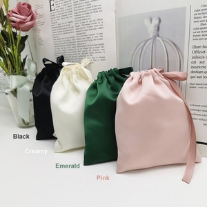 Custom Logo Luxury Drawstring Satin Pouch Silk Wigs Satin <b>Bags</b> for Hair Extension Packaging for Gift Jewelry Cosmetic <b>Dust</b> <b>Bag</b> - Product Image 1