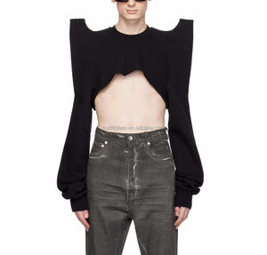 Top qualité Original sangle sangle pagode carré épaule polaire recadrée sweat noir unisexe hommes recadrée Tecsweat sweat - Product Image 1