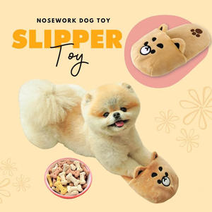 Jouet à mâcher pour chien en peluche, résistant aux morsures, en forme de pantoufle, éco-responsable, avec sifflet, prix de gros - Product Image 5