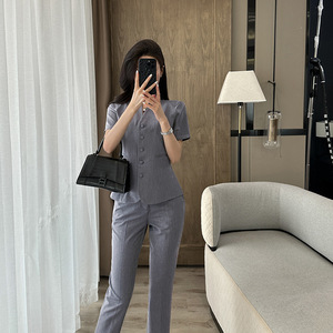 Women's Short Sleeve Suit Set Summer Lightweight Formal Wear Skirt Style Professional Uniform - Product Image 3