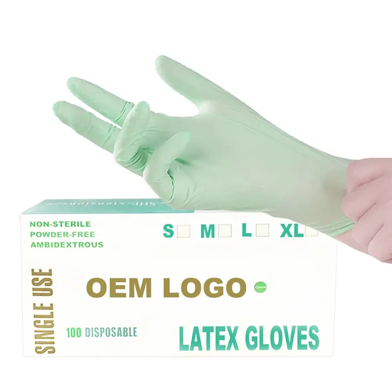 Verse Mint Groene Oem Logo Custom Poeder Gratis Tanden Care Dental Food Service Huishoudelijke Schoonmaakmiddelen Wegwerp-Handschoen Latex Handschoen