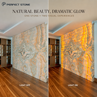 Panneau en pierre d'onyx jaune rétroéclairé, dalle de marbre transparente, vente en gros, décoration, dalle d'onyx pour projet hôtelier
