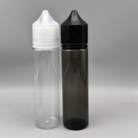 Grand stock – Bouteille vide en plastique PET transparent/noir de 60 ml V3, avec bouchon inviolable, pour huiles essentielles et compte-gouttes