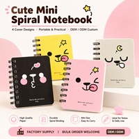 Mini Cuaderno Espiral con Diseño de Oso de Dibujos Animados, 4 Unidades, Negro, Amarillo, Rosa, Papel de Alta Calidad, Fabricante OEM ODM, Pedidos al Por Mayor