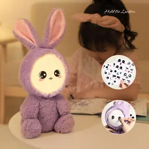 100% Polyester wiederauf ladbare Purple Bunny Nachtlicht lampe Teddybär Mädchen LED Nachtlicht