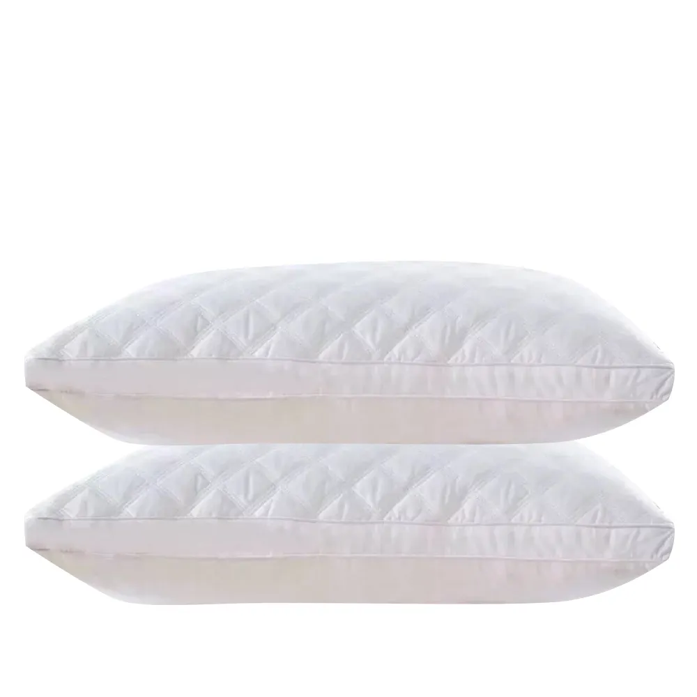 48*74*21cm 2Packed 2.4kg Quilted Cotton Pillow - White Color Machine Washable Hotel, Family Pillow - 100% Poly Filled pillow