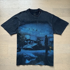 T-shirt court oversize noir vintage délavé et vieilli, imprimé au laser, style gothique, motif voiture de course F1, streetwear, pour dropshipping - Product Image 3