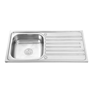 Évier de cuisine à une cuvette en acier inoxydable de <span class=keywords><strong>1</strong></span> mètre avec plateau 304/201 avec égouttoir - Product Image 4