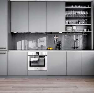 Mueble de Cocina Moderno Compacto Todo en Uno, Módulos de Despensa Móviles de 3 Piezas, Panel de Puerta Lacado, Madera Contrachapada, para Apartamentos, Incluye Grifo - Product Image 1