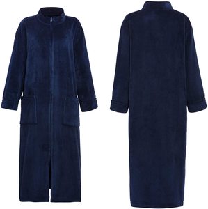 <span class=keywords><strong>Bata</strong></span> de Baño Térmica de Manga Larga para Mujer, con Cierre, de Felpa, Cálida, Holgada, de Sherpa y Franela - Product Image 4