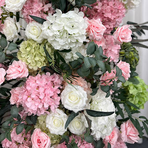 Arco de Flores de Hortênsia Artificial Rosa e Verde Mais Vendido, Arco Floral Realista de Seda Feito à Mão para Casamentos - Product Image 4