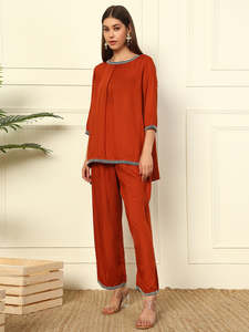 Conjunto de túnica de rayón liso hasta el tobillo con cordón para pantalón, para mujer, a la moda, mono largo, vestido occidental elegante para mujer - Product Image 4