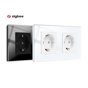 Bingoelec vente en gros maison mur puissance <span class=keywords><strong>salle</strong></span> <span class=keywords><strong>de</strong></span> <span class=keywords><strong>bain</strong></span> verre cristal 16A allemagne prise Zigbee Smart Wifi Double prises - Product Image 1
