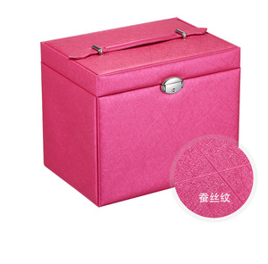 Étuis de présentation de bijoux portables carrés en cuir rose populaires pour les salons professionnels, boîte à bijoux de luxe - Product Image 1