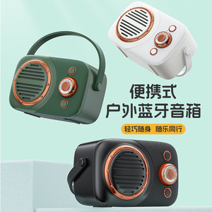 Portable Bluetooth Speaker Mini Retro Design With Handle U Disk Card Slot Rechargeable <b>Battery</b> Outdoor Use - Product Image 1